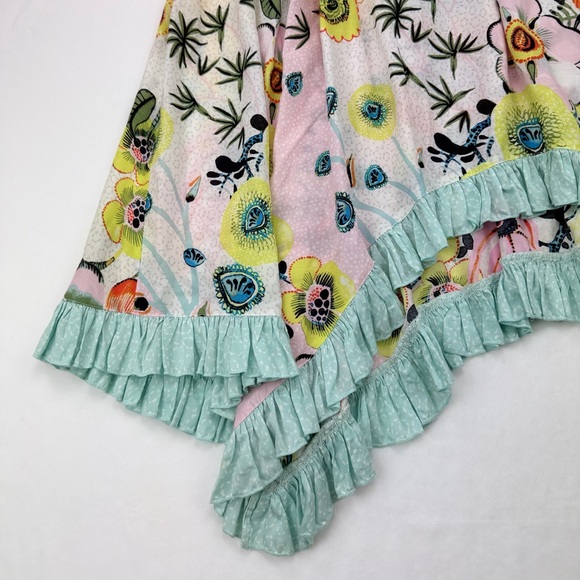 Anthropology Margaux Floral Dress Pastel Floral Smocked Waist Lace Back Small - Picture 4 of 14